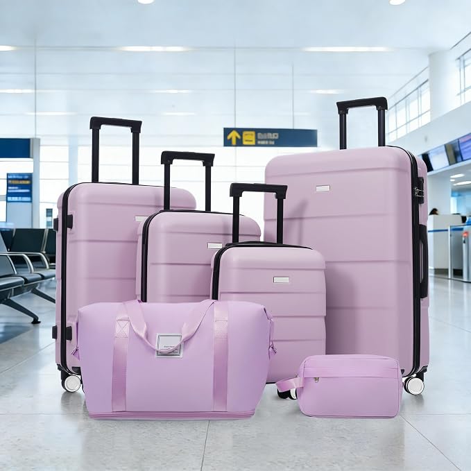 6 Pcs ABS Hardshell Luggage Sets Spinner Wheel Suitcase Lock Suitcases - Image 2
