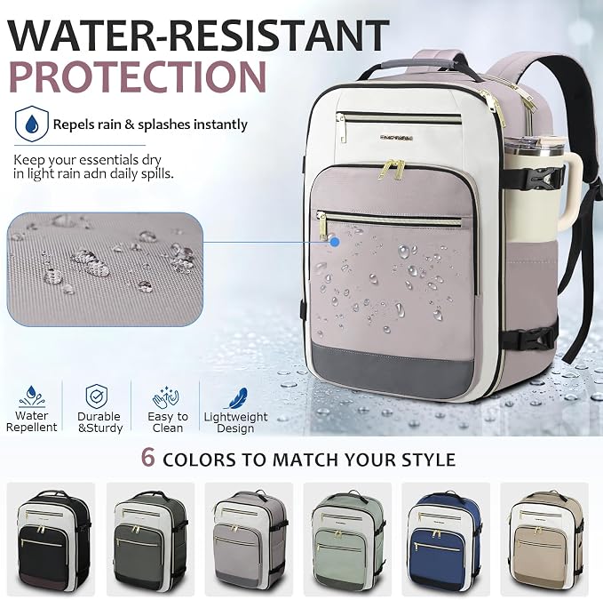 EMPSIGN 40L Travel Backpack for Women & Men | Airline Approved Carry On, TSA Personal Item Bag, Waterproof, Overnight Weekender Essentials, Fits 17" Laptop - Image 6