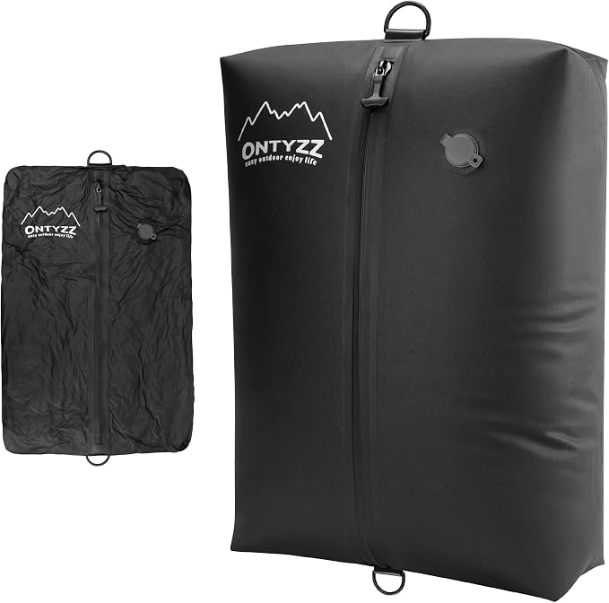 ONTYZZ Travel Vacuum Compression Bags, IPX8 Waterproof Luggage Space Saver Bags, Reusable TPU Vacuum Seal Bags for Travel Clothes Storage, 1 Pack Dark Black by OTNYZZ