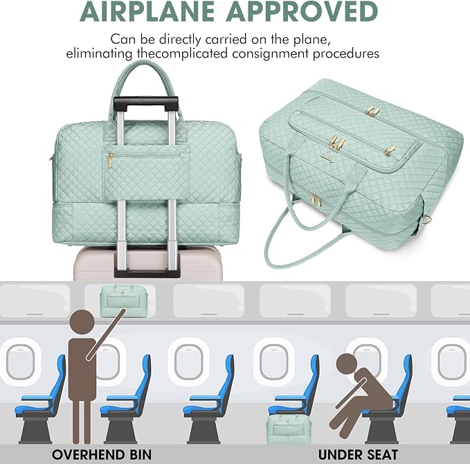 Large Women Travel Duffle Bag, Weekender Bags for Women with Shoe Compartment, Carry on Overnight Bag with Toiletry Bag, Gym Duffel Bag with Wet Pocket, Hospital Bags for Labor and Delivery 3 PCS Set - Image 4