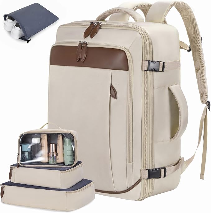 LOVEVOOK Carry on Backpack, 45L Large Travel Backpack for Women Men Airline Approved, Expandable Large Suitcase Backpacks With 4 Packing Cubes, Aer Travel Pack 3, Water Resistant Weekender Bag by LOVEVOOK