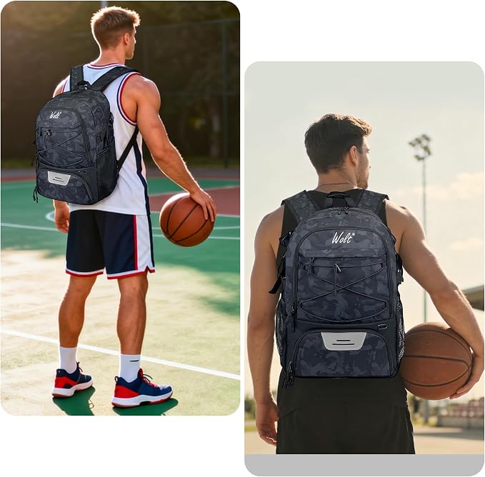 WOLT Basketball Backpack Large Sports Bag with Separate Ball Holder & Shoes Compartment, Best for Basketball, Soccer,Gym - Image 7