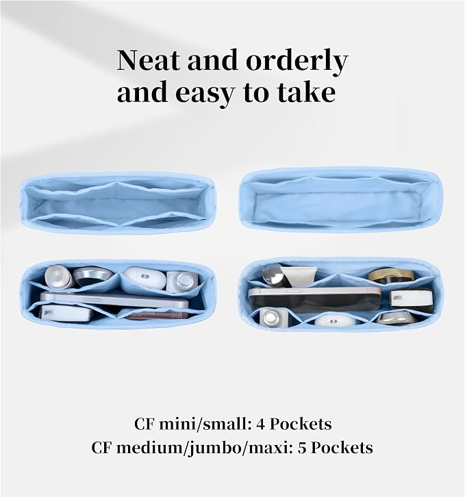 Purse Organizer Insert, Silky-Soft Lightweight Design, Multi-Pocket, Keeps Bag Organized & Protects Interior, Fits Chanel Classic Flap Small, Ideal for Travel & Daily Use(Celeste, CF Small 23) - Image 4