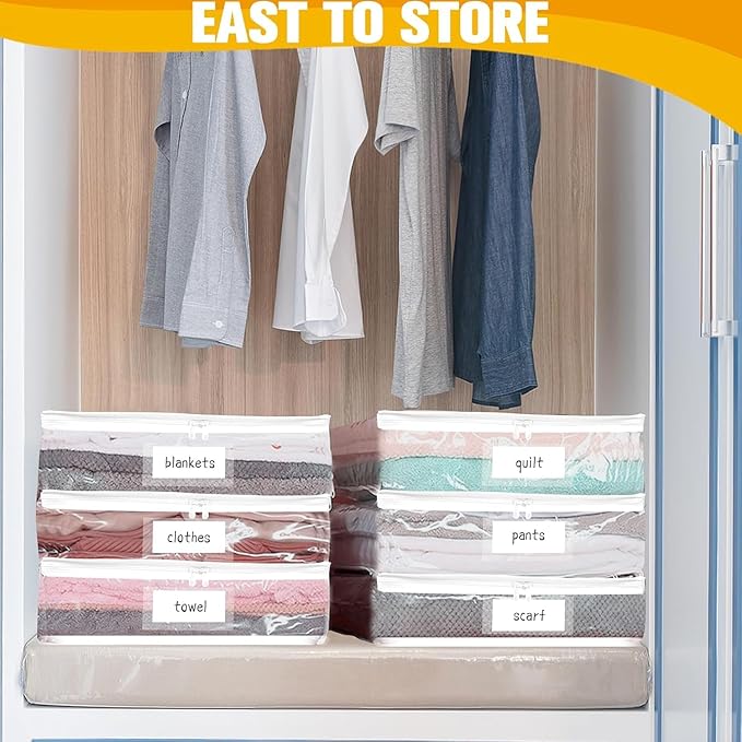 Plastic Storage Bags with Easy-Glide Zipper, Pack of 8, Durable Clear Vinyl Zippered Storage Bags for Clothes Sweaters Comforters Blankets Sheets Bedding (10.5 x 10.5 x 2.5 Inch, White) - Image 2