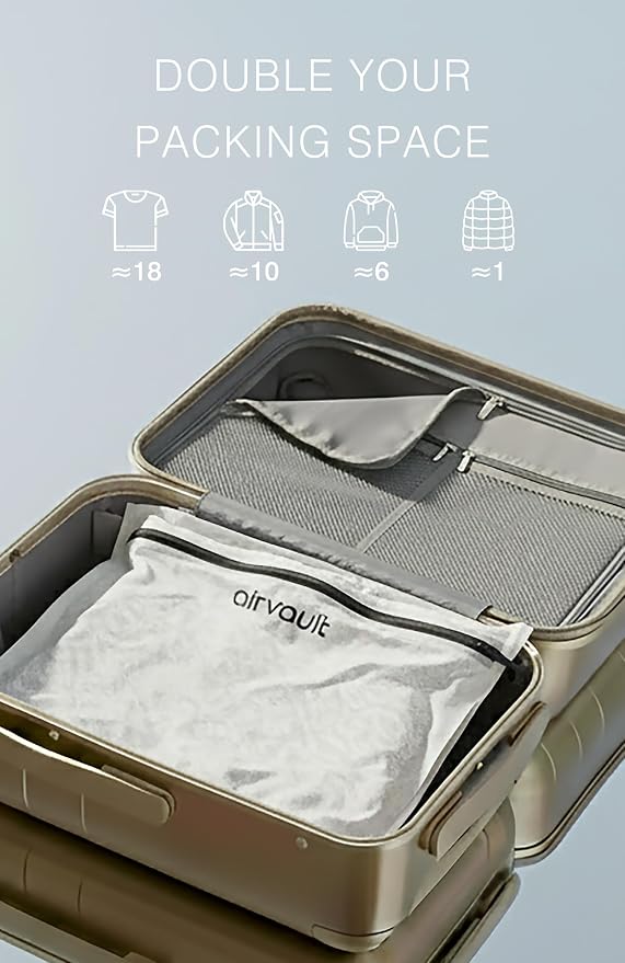 AirVault Vacuum Storage Bags for Travel with Air Pump, Waterproof Compression Packing Organizer, IPX8 Vacuum Travel Bag for Carry On Suitcase & Backpack (15L Flat, 2-Pack) - Image 4