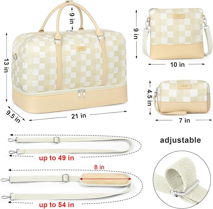 IBFUN Weekender Bags for Women, 21" Weekender Travel Bag, Travel Duffle Bag with Shoe Compartment Carry on Overnight Duffel Bag for Weekend Travel Business Trip, 3PCS - Image 7