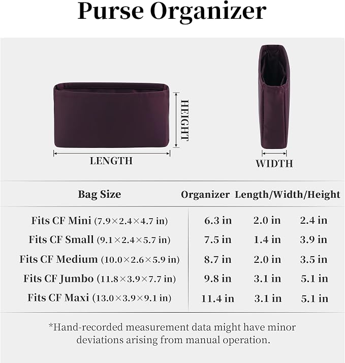 Purse Organizer Insert, Silky-Soft Lightweight Design, Multi-Pocket, Keeps Bag Organized & Protects Interior, Fits Chanel Classic Flap Small, Ideal for Travel & Daily Use(Cassis, CF Small 23) - Image 9