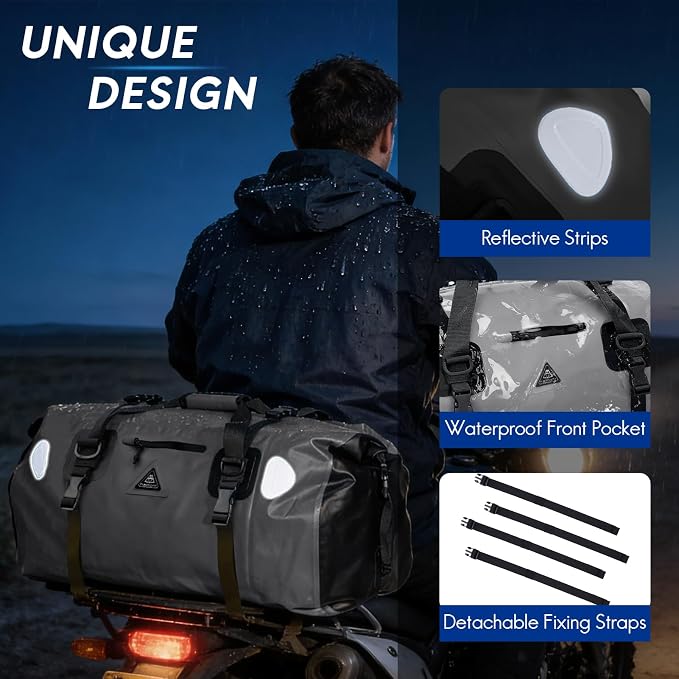Haimont Waterproof Duffel Bag Roll-top Dry Duffel Bag with Quick-fixed Straps for Motorcycling, Rafting, Boating, SUP, Kayaking, Travel, 50L/70L - Image 3