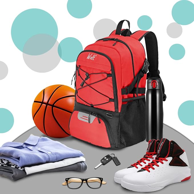 WOLT Basketball Backpack Large Sports Bag with Separate Ball Holder & Shoes Compartment, Best for Basketball, Soccer,Gym - Image 3