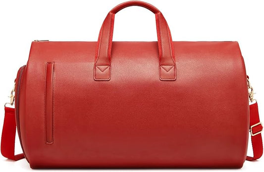 Leather Garment Bag Women, Carry on Garment Bag for Travel Convertible Garment Duffel Bag 2 in 1 Waterproof Foldable Travel Suit Bag Weekender Bag with Shoe Pouch by SSWEISIKER