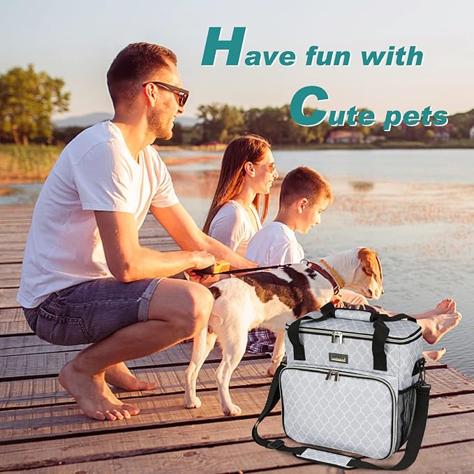 BAGLHER Dog Travel Bag, Pet Travel Bag (ALL Pet Travel Supplies), With 2 Pet Food Containers and 2 Collapsible Silicone Bowls; Essential Kits for Pet Travel DLwhite - Image 7