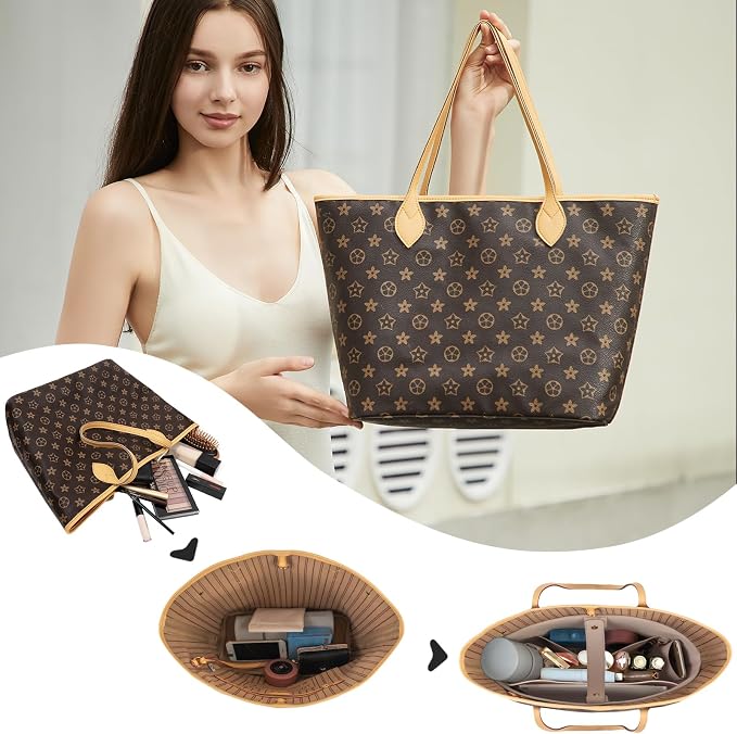 Vegan Leather Tote Bag Organizer Insert,Multi-Pocket Purse Organizers,with 15-Inch Laptop Compatible with LV Neverfull MM、Saint Laurent Tote and More(L) - Image 2