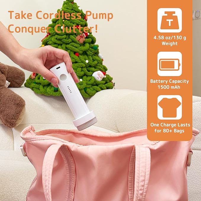18 Pack Vacuum Bags for Travel with Rechargeable Air Pump, Carry-On Compression Bags for Luggage and Suitcase, Space Saver Storage for Clothing and Travel Organization - Image 5