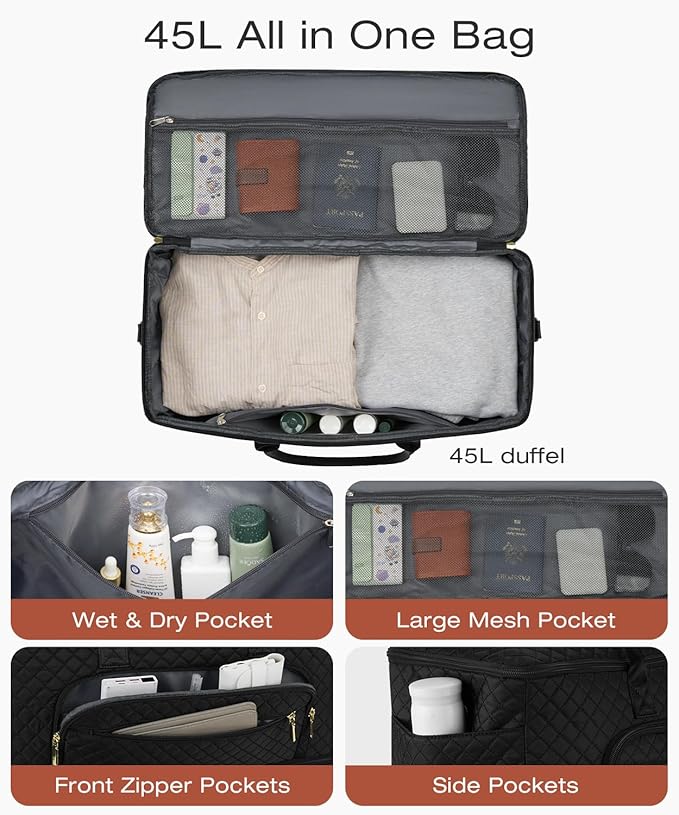 Travel Duffle Bag, Wide Open Large Weekender Bag for Women with Shoe Compartment, Carry on Overnight Bags with Toiletry Bag, Hospital Bag for Women Labor Delivery (Beige Green) - Image 2