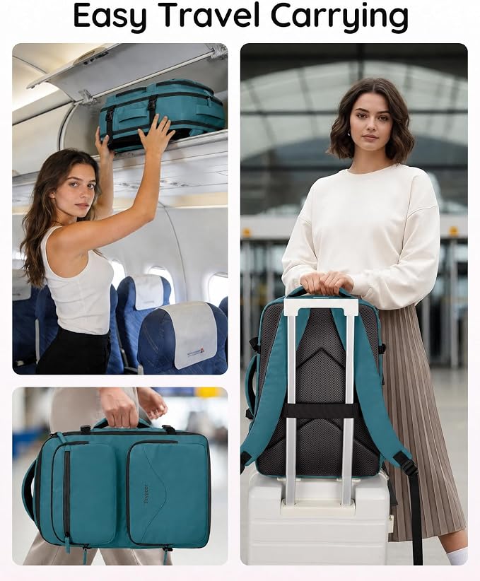 Taygeer Airline Approved Carry on Backpack, Womens Weekender Travel Bag | Luggage 15.6 Inch Laptop Backpack with Water Bottle Pocket & Shoe Pouch, Travel Gifts for Frend Outdoor Weekend, Peacock Blue - Image 8