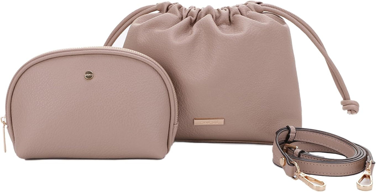 Mali+Lili Lola Beauty Bag Duo, Makeup Bag Travel Cosmetic Bag Set of 2, Vegan Leather Purse Crossbody Bags for Women and Girls, Cute Makeup Pouch, Travel Pouch, Crossbody Purses for Women | Duo by MaliLili