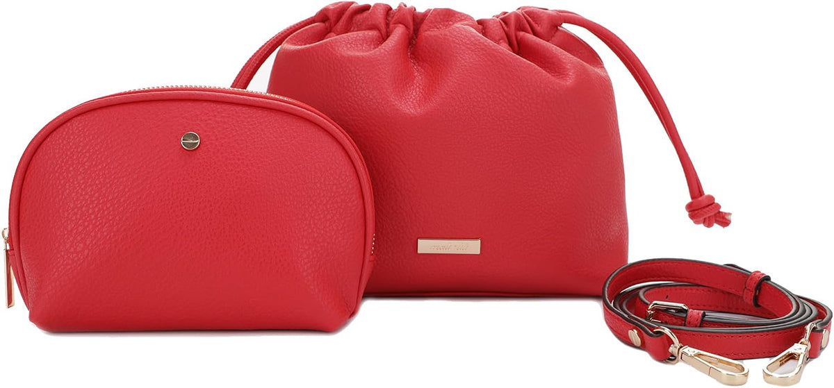 Mali+Lili Lola Beauty Bag Duo, Makeup Bag Travel Cosmetic Bag Set of 2, Vegan Leather Purse Crossbody Bags for Women and Girls, Cute Makeup Pouch, Travel Pouch, Crossbody Purses for Women | Duo by MaliLili
