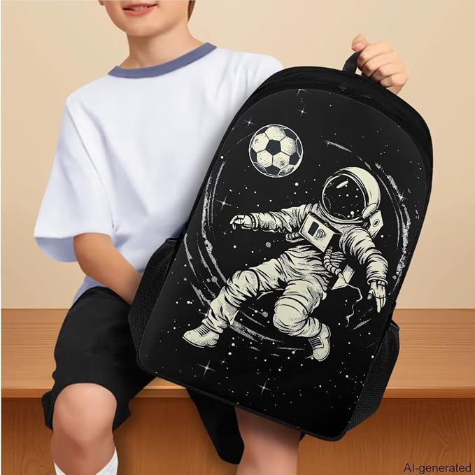 Space Astronaut Backpack for Kids Boys Backpack with Lunch Box Water Bottle Holder and Black Pencil Case 4PCS Set Bookbag with Compartments 17 inch Sturdy School Bag with Side Pocket for Girls - Image 3