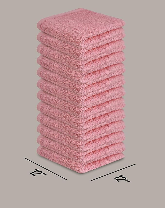100% Cotton Washcloths 24 Pack (12x12 Inches) Soft, Highly Absorbent Washcloth, Face Towels, Wash Cloths for Face, Ring Spun, Bulk Pack (Pink) - Image 6