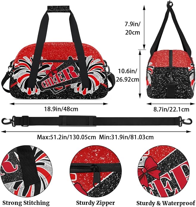 Cheerleading Dance Bag for Women Cheer Team Sport Gym Makeup Cosmetic Bag 2 Pcs Set - Image 3