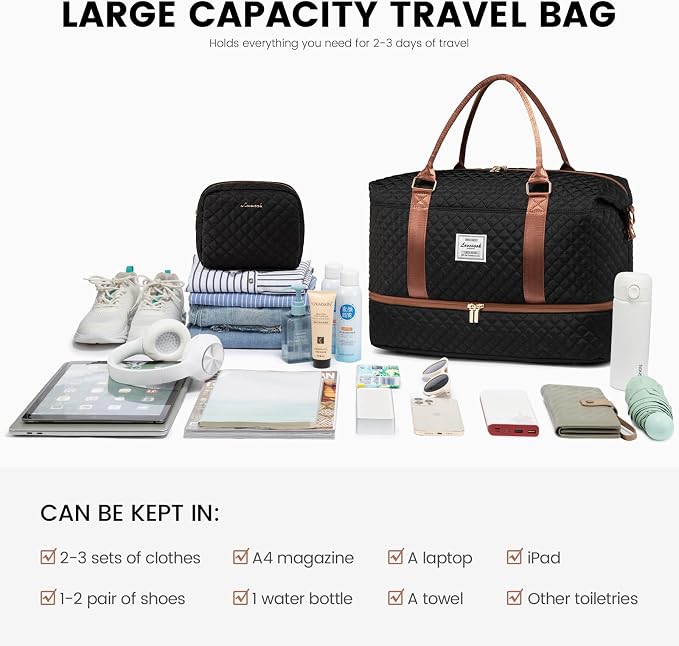 LOVEVOOK Travel Duffle Bag,Weekender Bags for Women with Shoe Compartment，Carry on Overnight Bag with Toiletry Bag,Gym Duffel Bag with Wet Pocket, Hospital Bags for Labor and Delivery - Image 7