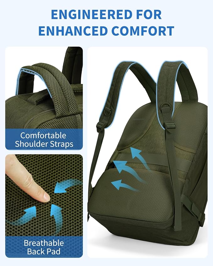 WANDF Travel Backpack For Spirit Airlines Personal Item Bag 18x14x8 with Wet Pocket, 17 Inch Laptop Backpack for Men Women | Frontier Airline Underseat Fit, Fits 17" Laptop, 180°Opening, Travel Backpack - Image 7