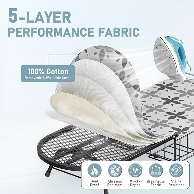 Tabletop Ironing Board with Iron Holder, Foldable Mini Small Iron Board, Iron Rest & Hanger Hook, Heat Dirt Resistant Cover, Portable for Travel Apartment Sewing Laundry - Image 4