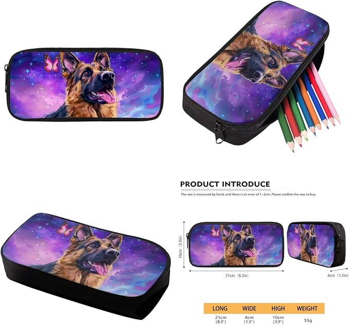 German Shepherd Backpack with Lunch Box Galaxy Bookbags for 1st Grade Girls 4-6/6-8 Butterfly Elementary School Back Pack Lunch Bag Pencil Case Water Bottle Holder 4 in 1 Set Book Bags - Image 6