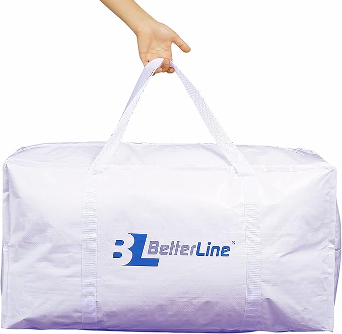 Heavy Duty Moving and Storage Bag - 29"x13"x15" Inches Tote with Reinforced Handles - Holds up to 65 lbs. - Tear and Water Resistant - Multi-Purpose and Foldable Double Zipper Polypropylene Bag by BETTERLINE