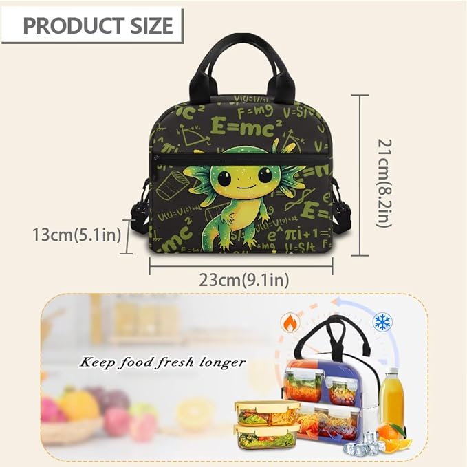 Axolotl Backpack for School Girls 6-8 Large Bookbag Set with Lunch Box Pencil Case Kids School Bag 3Pcs, School Backpack for Elementary, Kids Back to School Season Gifts - Image 5