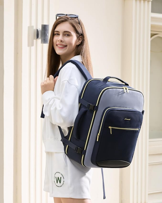 LOVEVOOK 56L Travel Backpack for Women & Men, Airline Approved Carry On Luggage with 3 Packing Cubes, TSA Overnight Bags, Waterproof Personal Item Bag, Weekender Essentials Backpacks fits 17" Laptop - Image 2