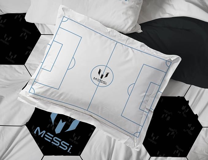 Jay Franco Kids Comforter Set Includes Sheets and Pillow Cover - Soft and Cozy Bed Set for Stylish Room Décor, White - Messi, 7 Piece Queen - Image 5