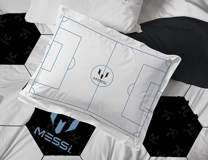 Jay Franco Kids Comforter Set Includes Sheets and Pillow Cover - Soft and Cozy Bed Set for Stylish Room Décor, White - Messi, 7 Piece Full - Image 5