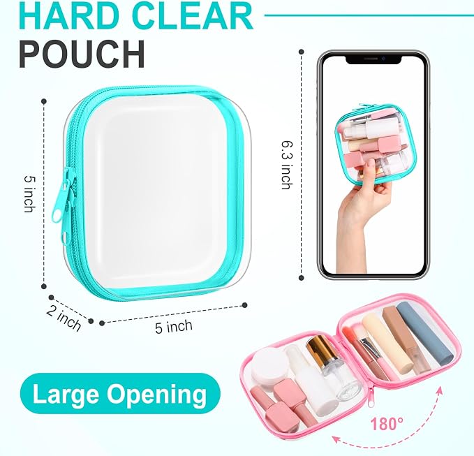 Sanwuta 6 Pcs Clear Hard Zipper Case Plastic Zipper Pouches Transparent Makeup Bag Pencil Case Pouches Toiletry Diaper Bag for Travel Toy Storage Organizer Bins(Colorful,5 x 5 x 2 Inch) - Image 2