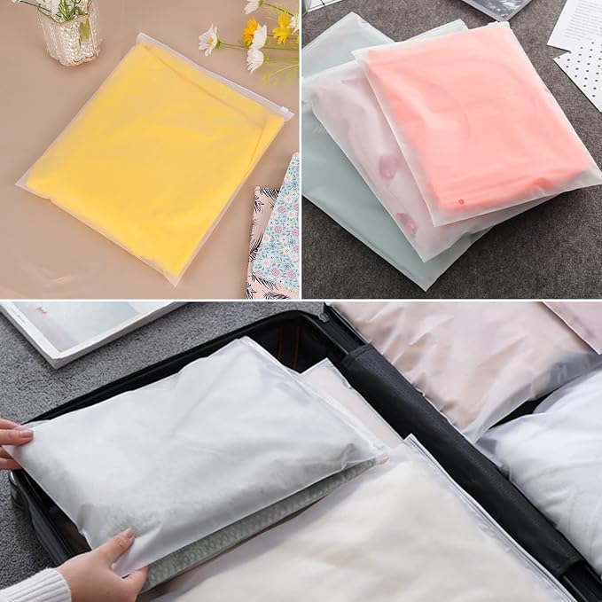 T Shirt Packaging Bags, 50PCS 12x14 inch Frosted Zipper Plastic Bags for Clothes, Pants, Shirt, Sweaters, Clothing Selling, with Resealable Ziplock & Vent Hole, 3 Mil - Image 8