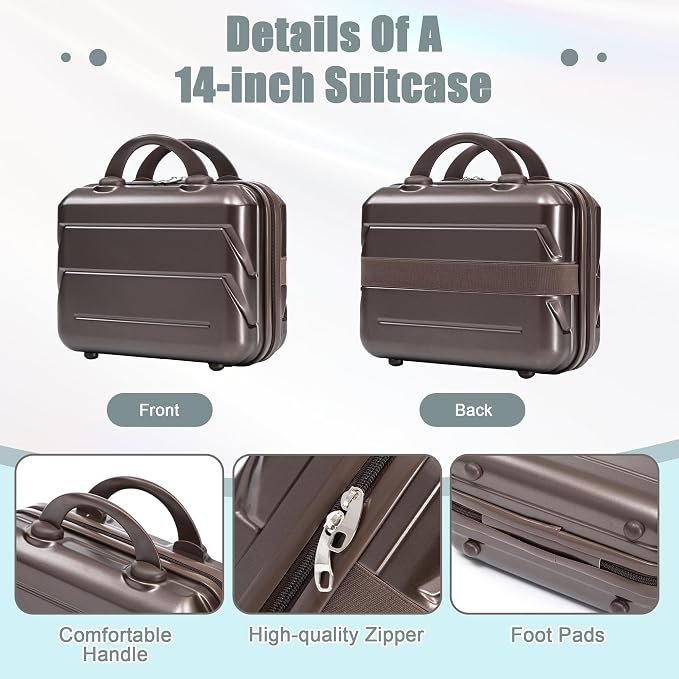 20+14 Inch Hardshell Luggages, Lightweight Durable ABS Suitcase with Spinner Wheels - Image 3