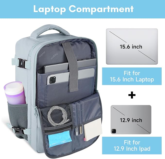 Taygeer Carry On Backpack, Underseat 35l Travel Backpack for Women | Airline Approved Personal Item Travel Bag With Shoe Compartment, Casual Daypack Gifts for Friend Hiking Outdoor Weekend,Blue - Image 5