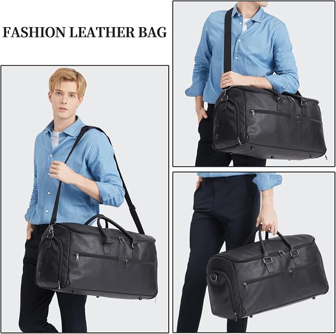 seyfocnia Carry On Garment Bag for Travel, Convertible Travel Garment Bag for Men Women, 2 in 1 Hanging Suitcase Suit Business Travel Bag, Black - Image 6