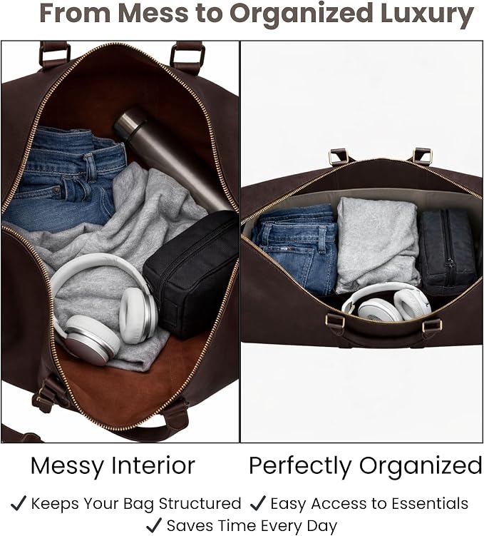 Structured Bag Organizer Insert for Keepall 45–60 – Interior Compartment Divider with One Round Holder - Image 4