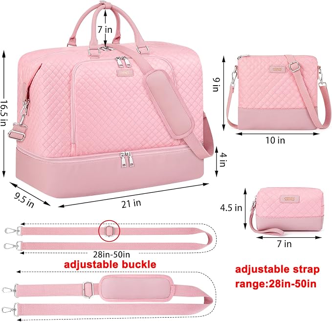 Travel Weekender Bag for Women, 21" Overnight Bag with Shoe Compartment 50L Large Travel Duffel Bag Carry On Tote for Weekend, Overnight, Business Trips, Water Resistant - Image 7