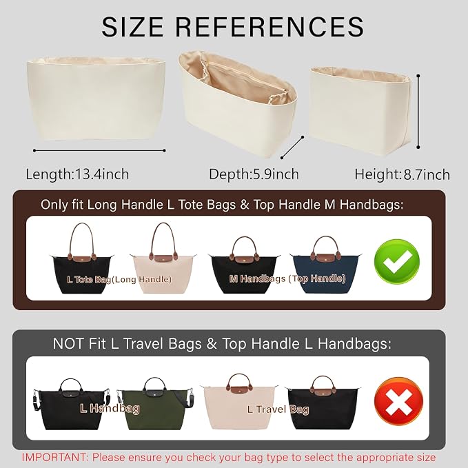 Laptop Sleeve Bag Organizer for Longchamp Le Pliage Large, White | Soft Nylon Purse Insert, 5 Pockets, 13"Laptop Sleeve, Elastic Cup Holder, YKK Zipper Pocket, Keeps Tote Handbag Neat Shape - Image 2