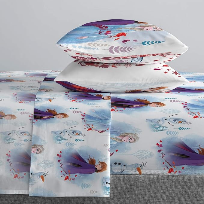 Jay Franco Kids Sheet Set with Fitted, Flat Sheets & Pillow Cover - Ultra-Soft Bedding with Pillowcase for Room Decor, Multi - Frozen, 4 Piece Full - Image 4