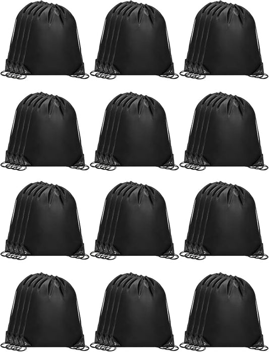 ZenNex 50 Pcs Drawstring Backpacks Bulk, 16.5x13.4 Inches Reusable Cinch Sack Bags for Gym Sports Beach School Travel and Party Favors, Assorted Colors(50, Black) by Unknown