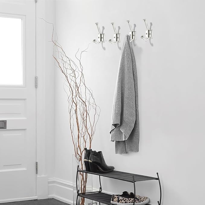 khtumeware 3 Pack 4.7 inch Polished Nickel Coat Hooks Wall-Mounted Hooks | Applicable to hanging,Towel,robe,bathroom,bag,clothes,entryway Zinc Alloy bathroom hooks - Image 5