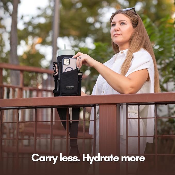 Water Bottle Sling Bag Crossbody Water Bottle Holder with Strap & Phone Pocket Insulated Carrier for Stanley & Hydro Flask up to 40oz Travel & Walking Companion - Image 7