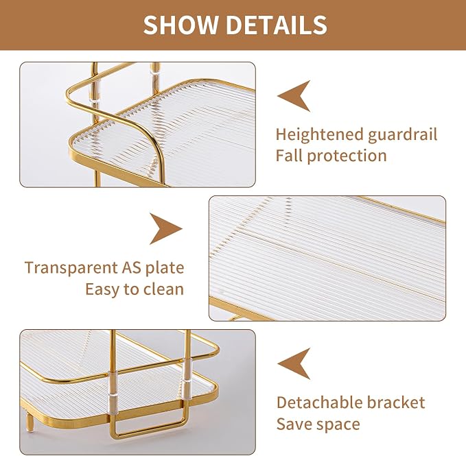 2 Tier Corner Bathroom Counter Organizer, Cosmetic Skincare Organizer, Bathroom Countertop Perfume Tray Vanity Organizer, Kitchen Spice Corner Storage Shelf | Cosmetic Skincare Organizer - Image 3