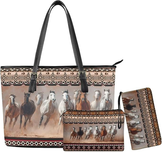 Women Purse Handbags Wallet Sets Leather Shoulder Tote Bag for Women,Top Handle Purse with Wrist Wallet Bag by Unknown