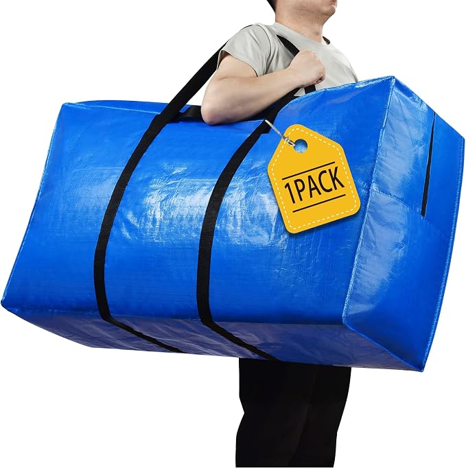 Extra Large Storage Bags, 155 Gallon XXL Jumbo Large Moving Bags Heavy Duty | 1 PACK Clothes Storage Totes Bins Moving Boxes Supplies, Foldable Travel Duffle Bag, Christmas Tree Bag, 60x30x20 inch by HAPPY+CHEERS