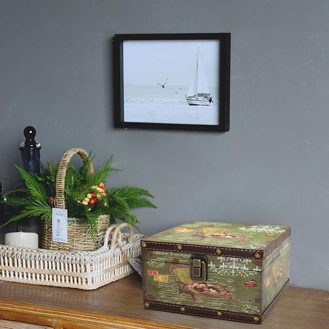 Jolitac Wood Storage Box Set of 3, Vintage Decorative Nesting Boxes Wooden Treasure Storage Crates With Latch, Home Decor Rustic Antique Boxes With Lid for Photos, Jewelry, Cash (Chair) - Image 6