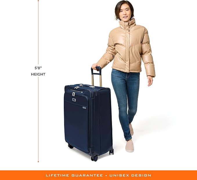 Briggs & Riley 29" Large Expandable Spinner - Checked Luggage for Travel, Suitcases with Wheels, Softside Rolling Bag for Men & Women, Self-Repairing Zipper - Baseline Collection, Navy - Image 18